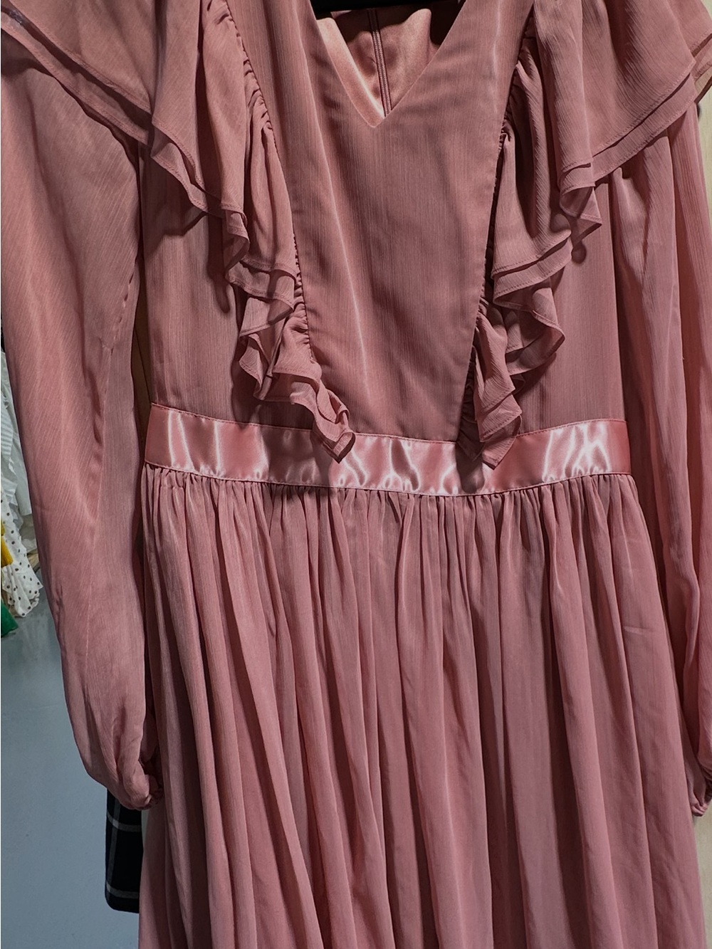 Rachel Parcell Dusty Rose Ruffle Long-Sleeve Dress